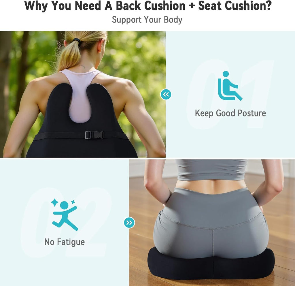 Lumbar Support Cushion, 2-In-1 Ergonomic Office Chai Cushion Set