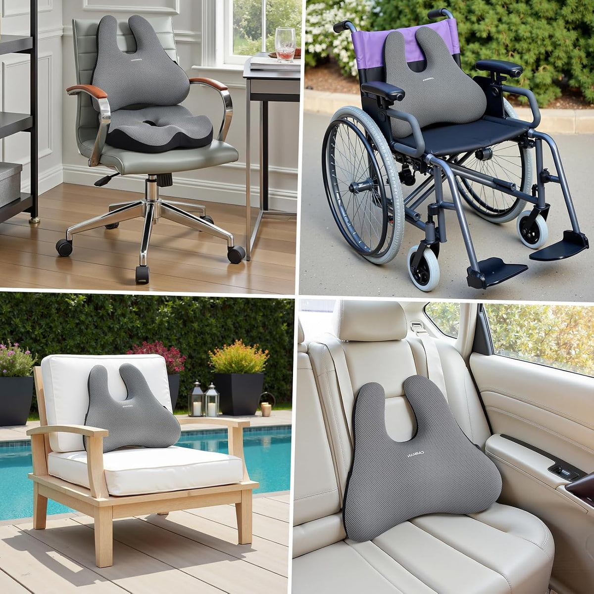 Lumbar Support Cushion, 2-In-1 Ergonomic Office Chai Cushion Set